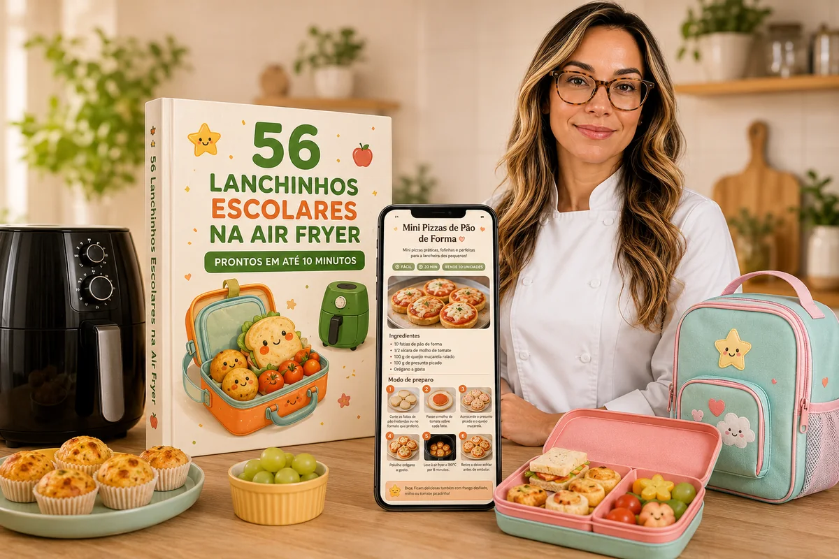 Capa do guia 150 Lanchinhos Escolares na Air Fryer